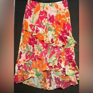 Chaps floral calf length skirt